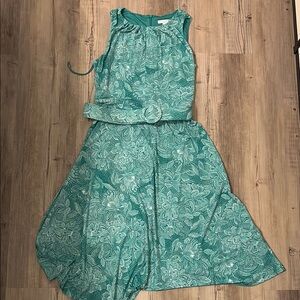 Teal Floral Sleeveless Dress